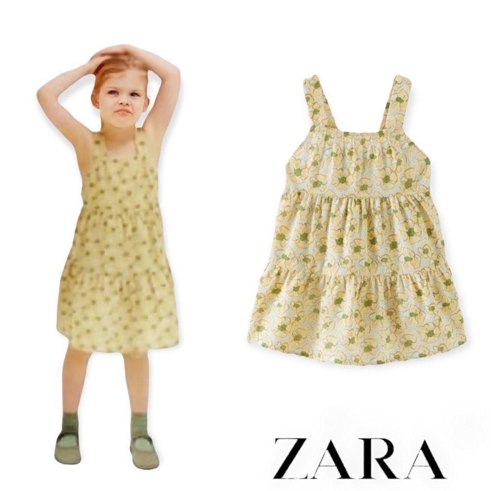 ZARA Kids | Yellow | RUCHED FLORAL DRESS